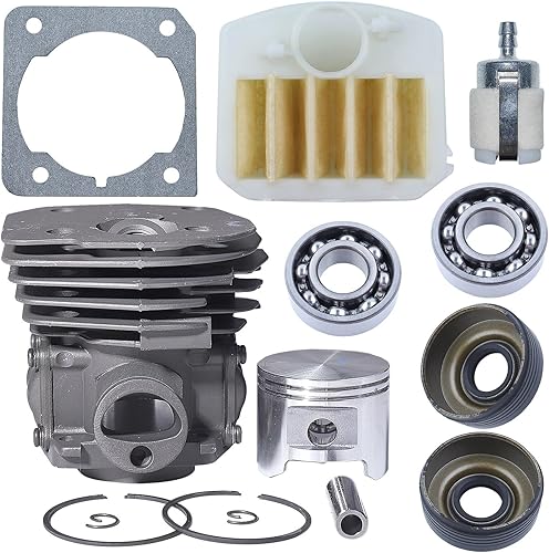Fricgore Piezas de repuesto para pistón de cilindro de 1.772 in Ajr Flilter Kit para Husquarna 353 346XP 350 Motosierra 537253002 Rodamiento de