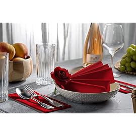 Linen-Feel Colored Paper Napkins - Decortive Cloth-Like Red Dinner Napkins - Soft And Absorbent. For Kitchen, Party, Wedding, Bathroom Or Any Occasion. (Pack of 100)