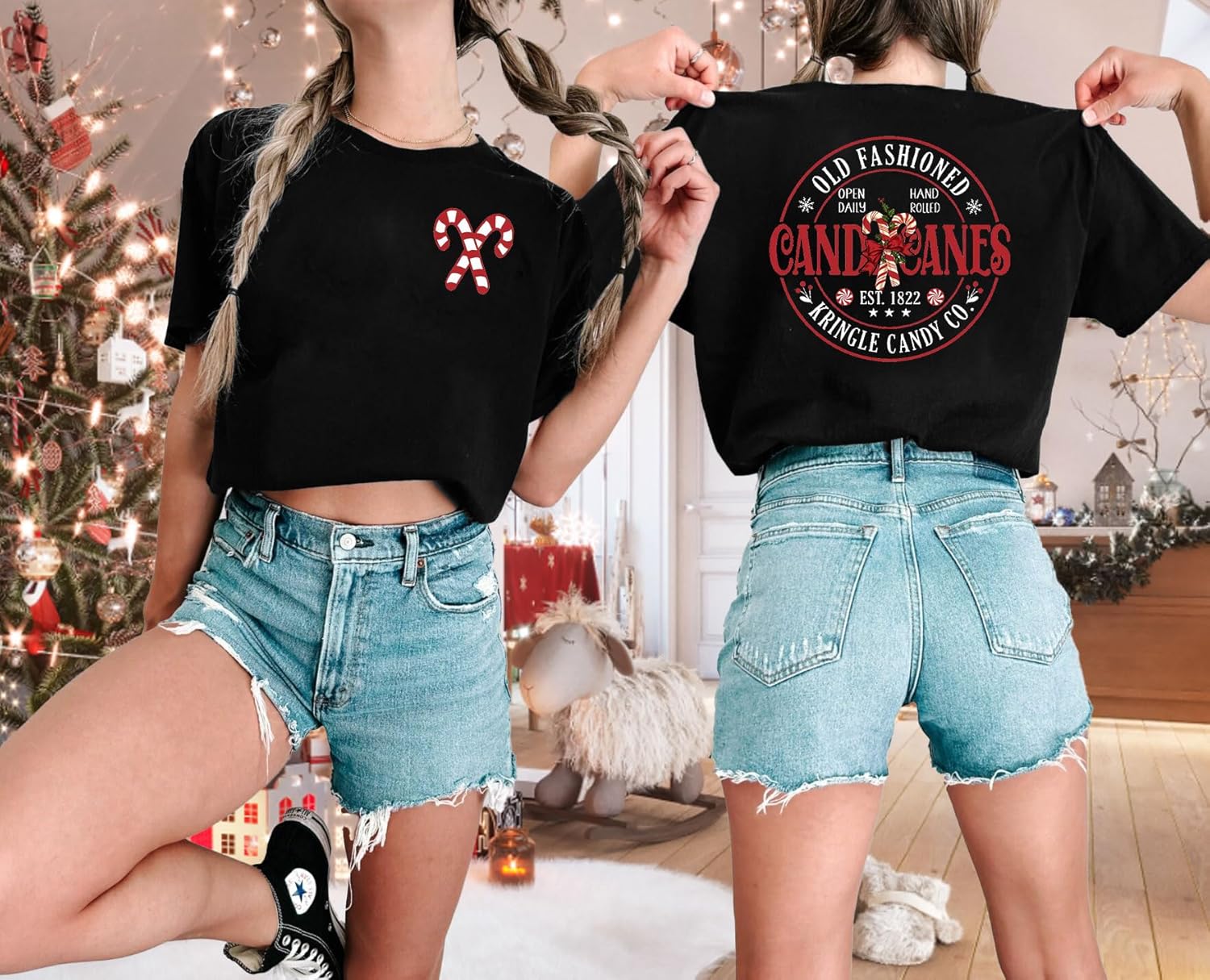 SFHFY Christmas Shirts Women Candy Cane Shirt Christmas Vacation Tshirt Casual Xmas Graphic Holiday Tops - Image 3