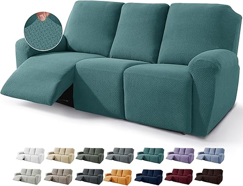 Miniatura 42 de JIVINER Fundas de sofá reclinable de 8 piezas, fundas elásticas de jacquard para sofá reclinable, fundas para sala de estar, protector suave de 3