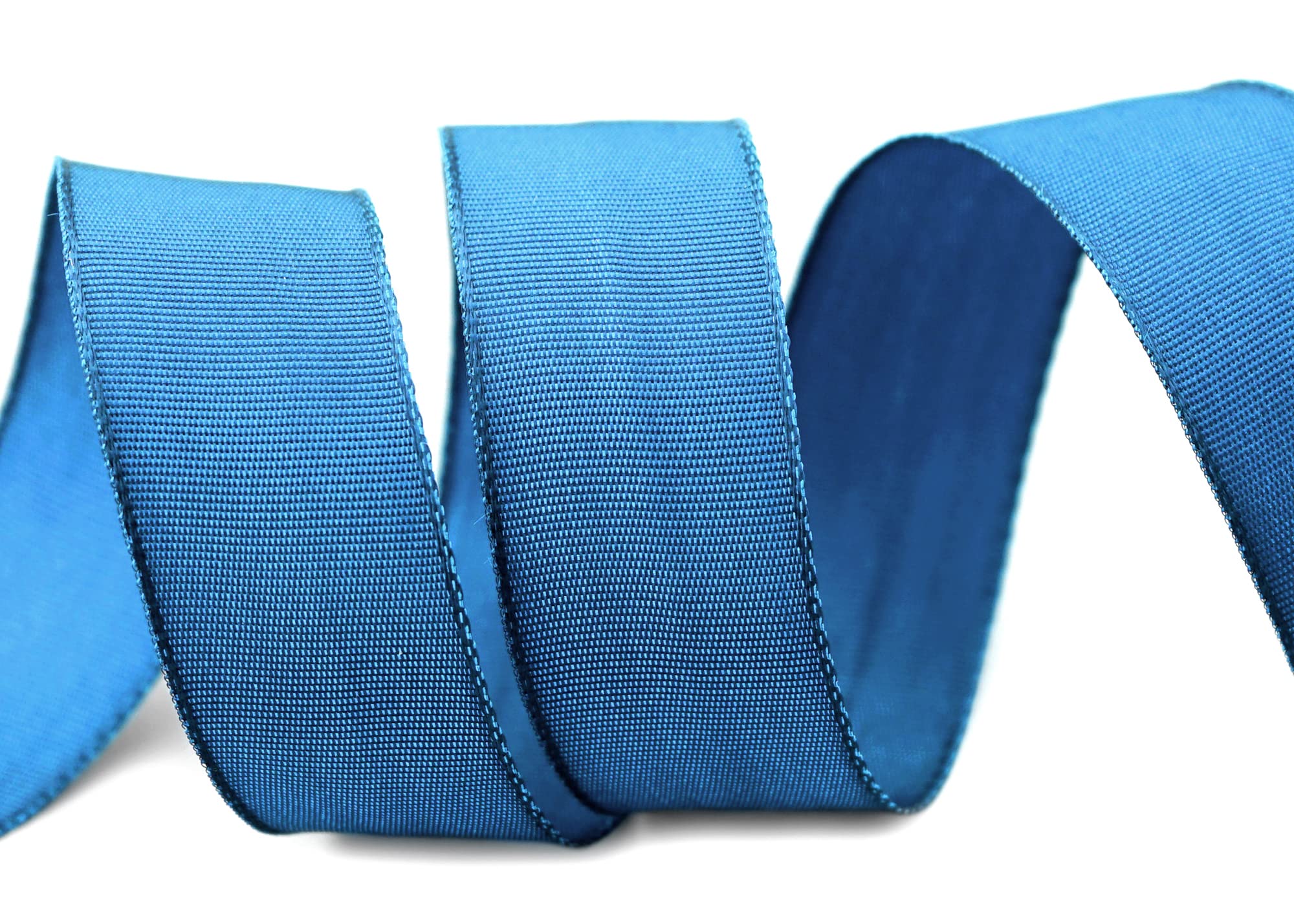 25 m x 25 mm Wired Edge Ribbon LEO Grain Blue (712) Decorative Ribbon with Wired Edges Plain Gift Ribbon Fabric Ribbon Ribbon Ribbon Visco Wire Made from Renewable Raw Materials Biodegradable - Image 4