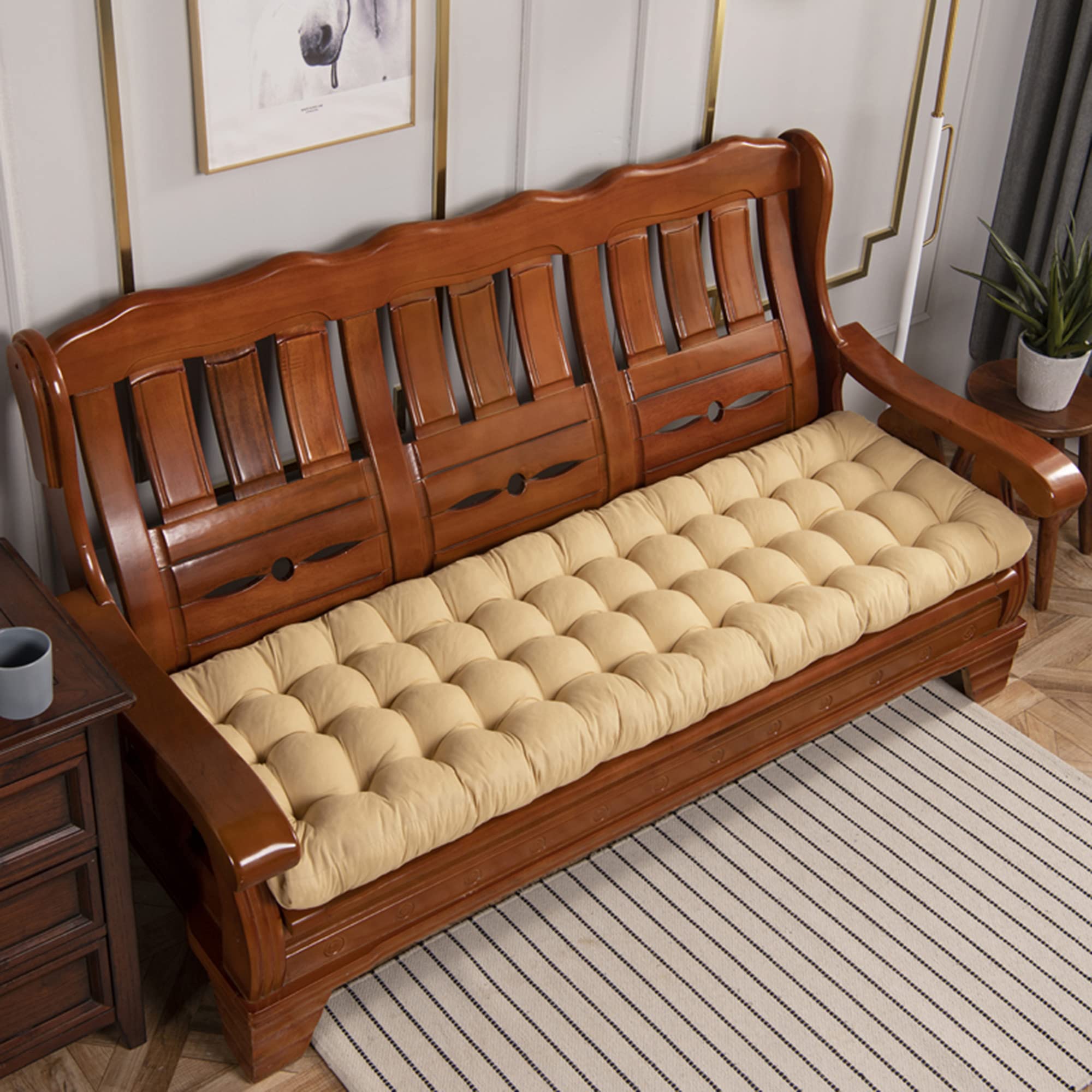 Coussin de banc de jardin beige pour éliminer l'inconfort des assises en bois