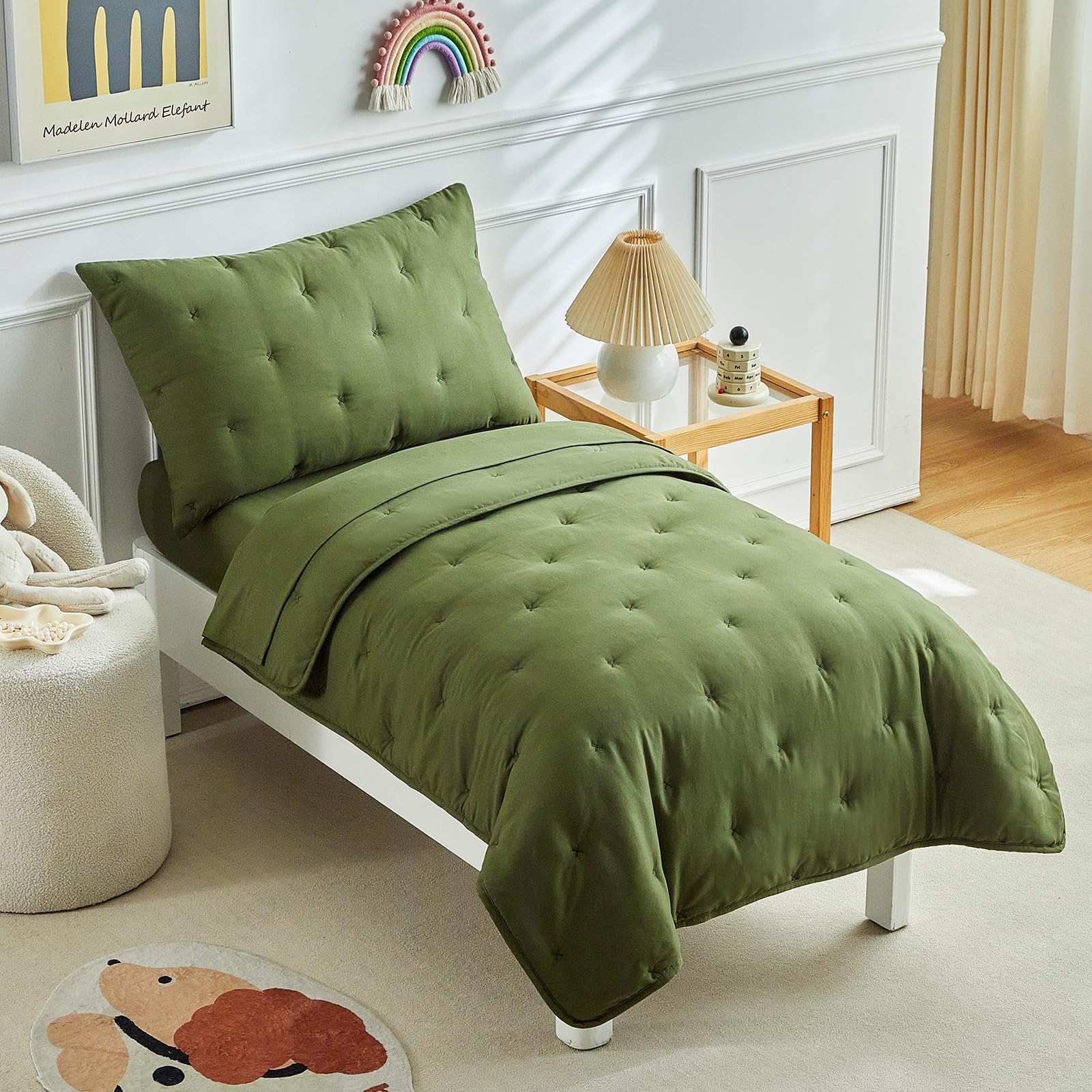 DuShow Set Biancheria Letto Bambina Con Farfalle: 4 Pezzi Morbidi Per Lettino E Culla, Motivo Farfalle Reversibile