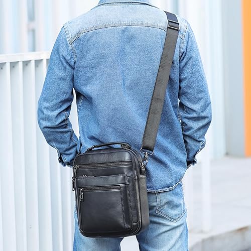 Miniatura 7 de NIUCUNZH Bolso bandolera pequeño de cuero genuino para hombre, bolso bandolera para hombre
