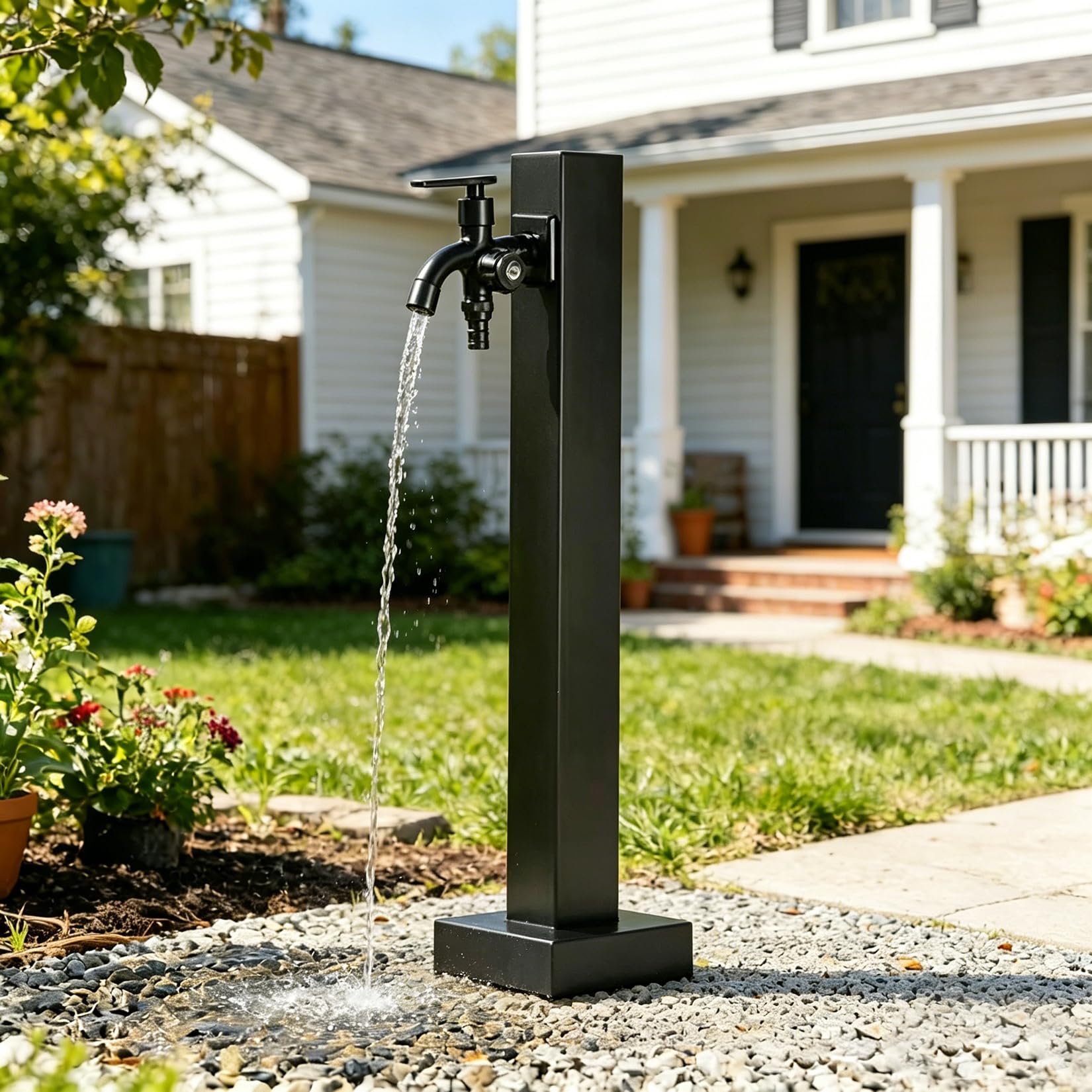 Freestanding Stainless Steel Garden Water Column,Antifreeze Faucet Post for Outdoor,304 Stainless Steel Standing Water Tap,Outdoor Faucet Column,Suitable for Irrigation,Car Washing,and Pet Showering