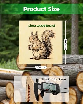 ACMER Linden Plywood Sheets 300x300x3mm, Unfinished Wood for Laser Engraving & Cutting, CNC, DIY Crafts, Compatible with Acmer S1, S2, P1 S PRO, P2 and Other Laser Engravers 6 Pack