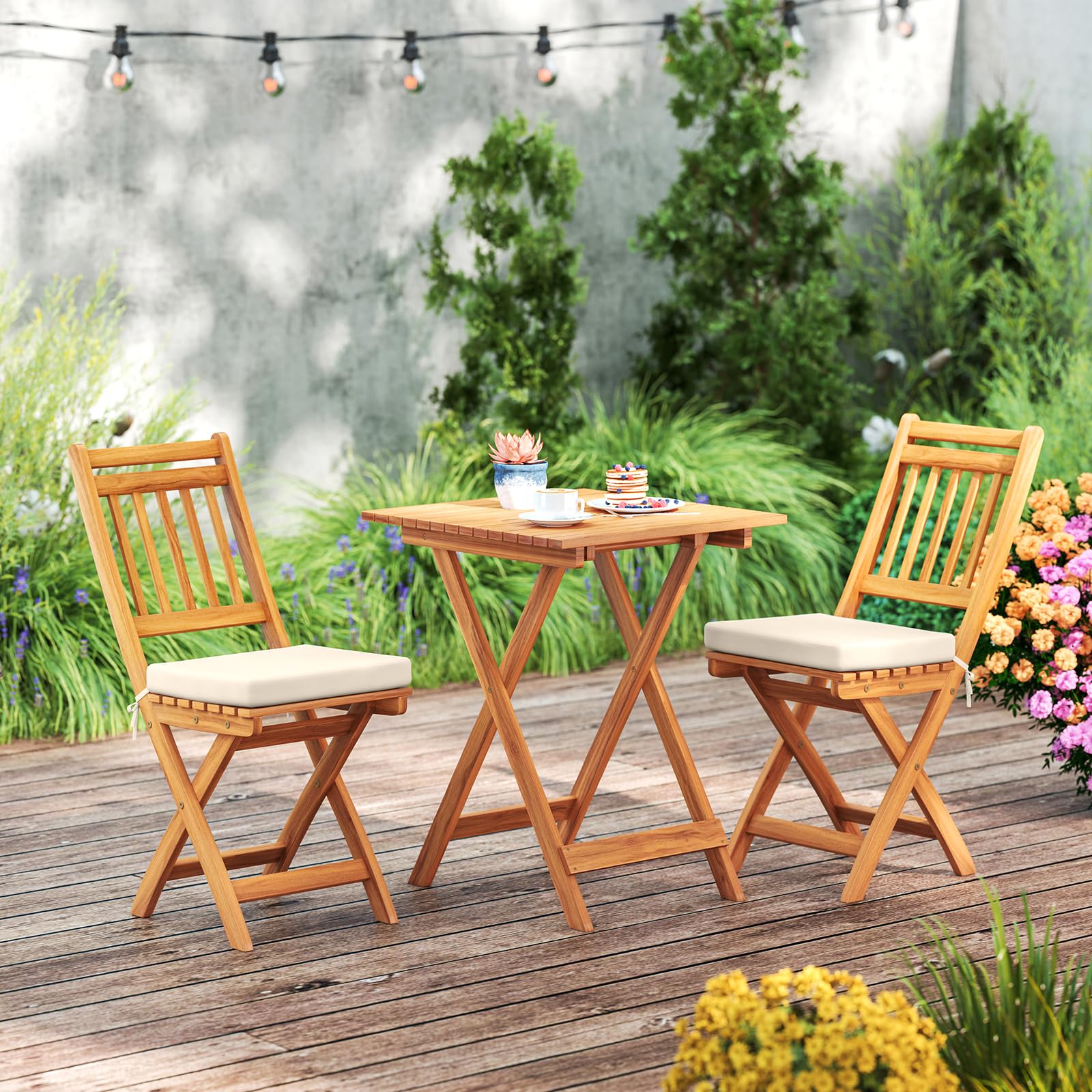 Tavolo Pieghevole Tavoli Da Esterno Sedie Set Da Bistrot In Legno