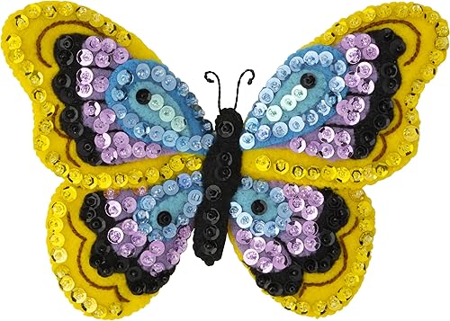 Miniatura 9 de Bucilla 89488E - Kit de decoración de 6 piezas con apliques de fieltro, jardín de mariposas, perfecto para manualidades y manualidades