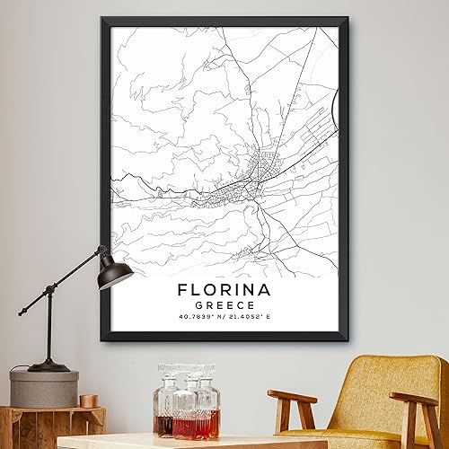 Mapa de Florina, Grecia, Light 2 (18x24)