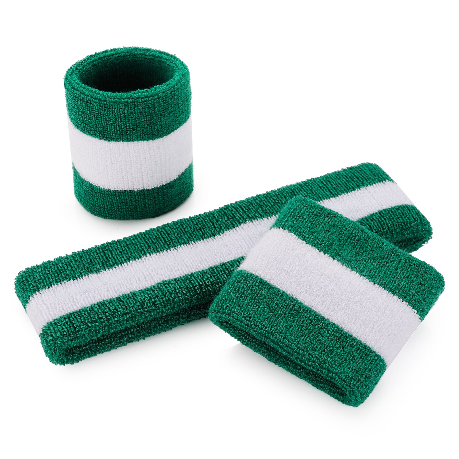 ONUPGO Schweißband Set Sportstirnband Handgelenk gestreifte Schweißbänder Frottee Sporttraining Basketball-Armband Stirnbänder Feuchtigkeitstransport Schweiß absorbierendes Stirnband