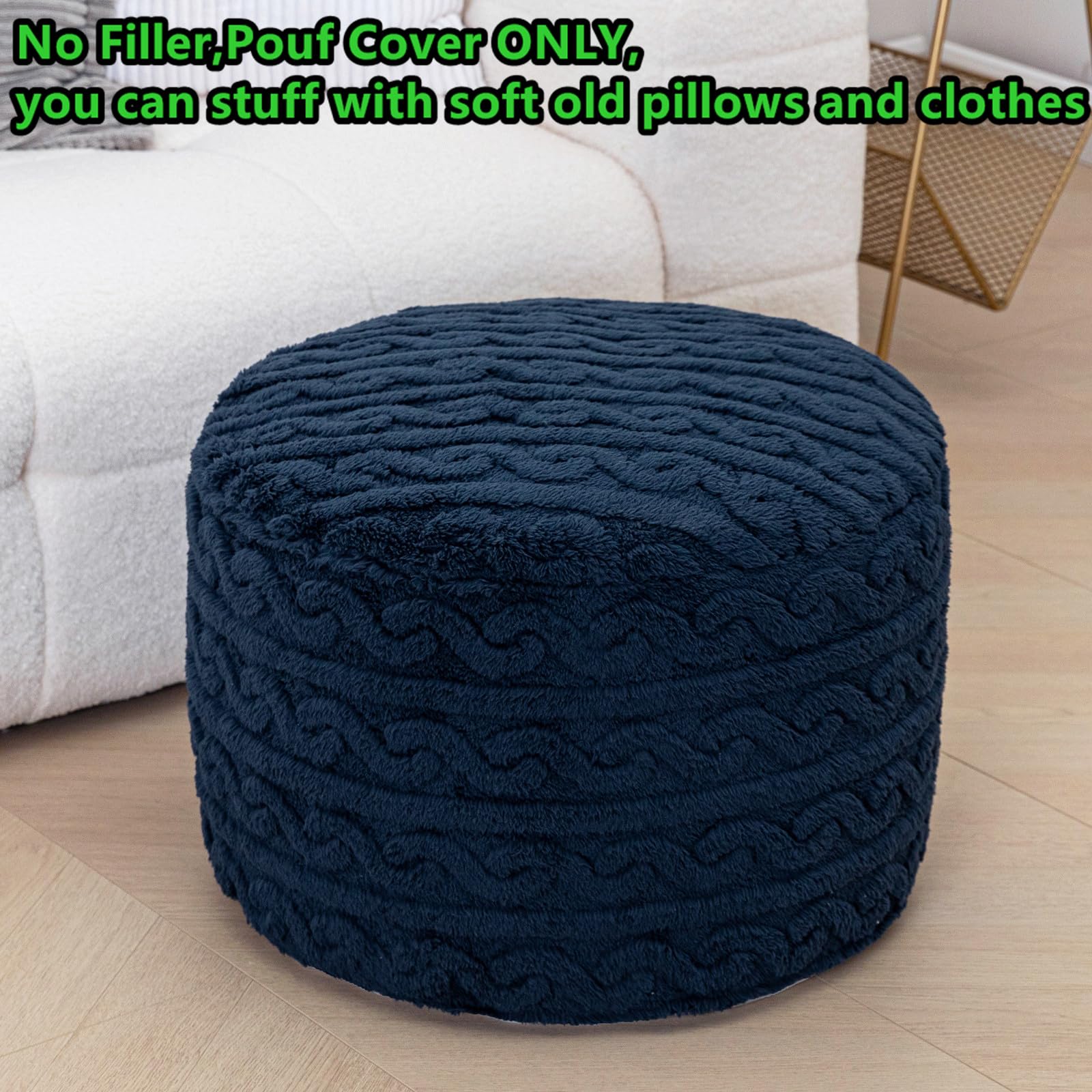 Floor Pouf Beawelkomjo Plush Ottoman Pouf - 20x14 Inch Round Foot Rest ...
