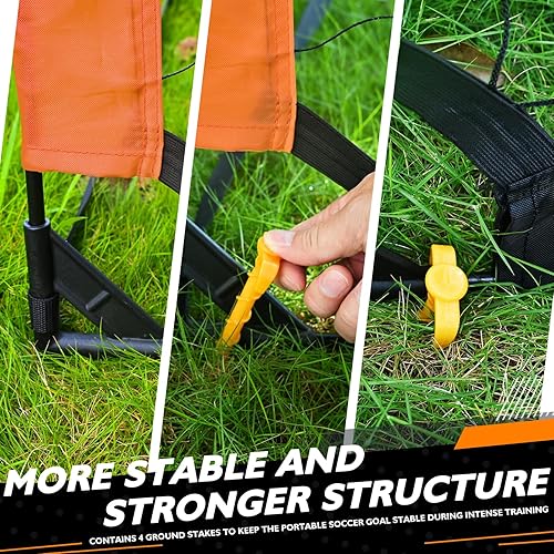 Miniatura 6 de Portería de fútbol portátil de 5 x 3, 6 x 4, 9 x 5 pies, para patio trasero, red de práctica de fútbol plegable con bolsa de transporte para niños