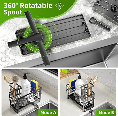 Miniatura 8 de PETXPERT Soporte de esponja para fregadero de cocina, organizador de fregadero de cocina, organizador de esponjas de acero inoxidable 304 con