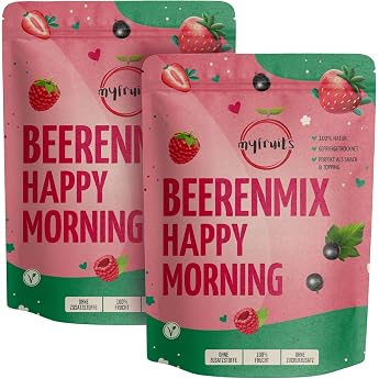 myfruits Berry Mix Happy Morning Mix of Freeze-Dried Fruits 600 g 2 x 300 g No Additives Strawberry Slices Raspberries Black Currants