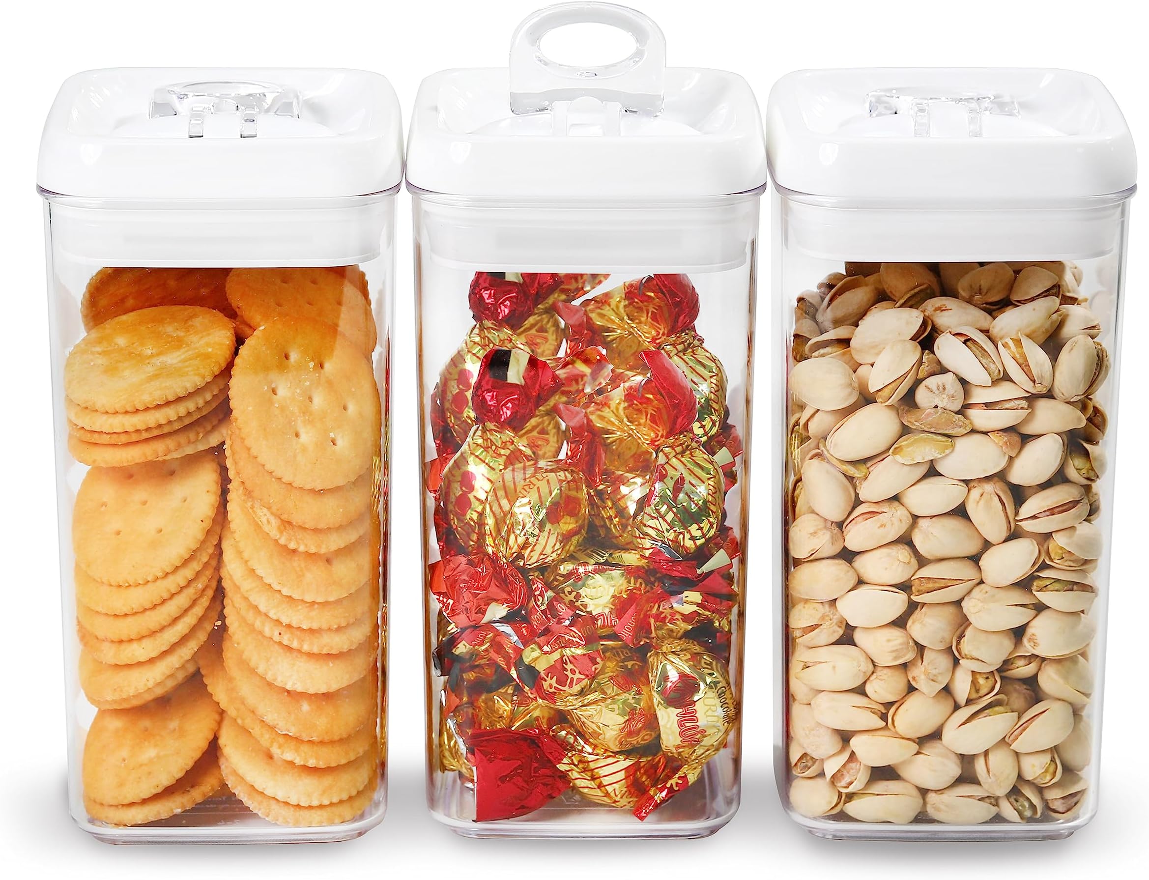 Flip Tite Food Storage Container with Lid Airtight 4" Ring Seal Flip Top, Stackable Acrylic Canister Jar for Pantry Kitchen Counter, Snack Coffee Bean Granola Pet Treats Cracker Holder (1.2 L)