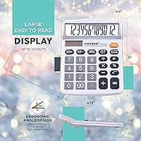Vista 10 de CATIGA CD-2786 - Calculadora de escritorio de 12 dígitos con pantalla LCD grande y botón sensible, energía solar dual y batería, función estándar