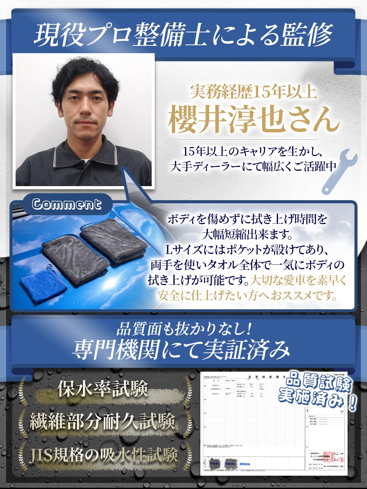 Amazon.co.jp: 【現役整備士監修】マイクロファイバークロス 洗車  