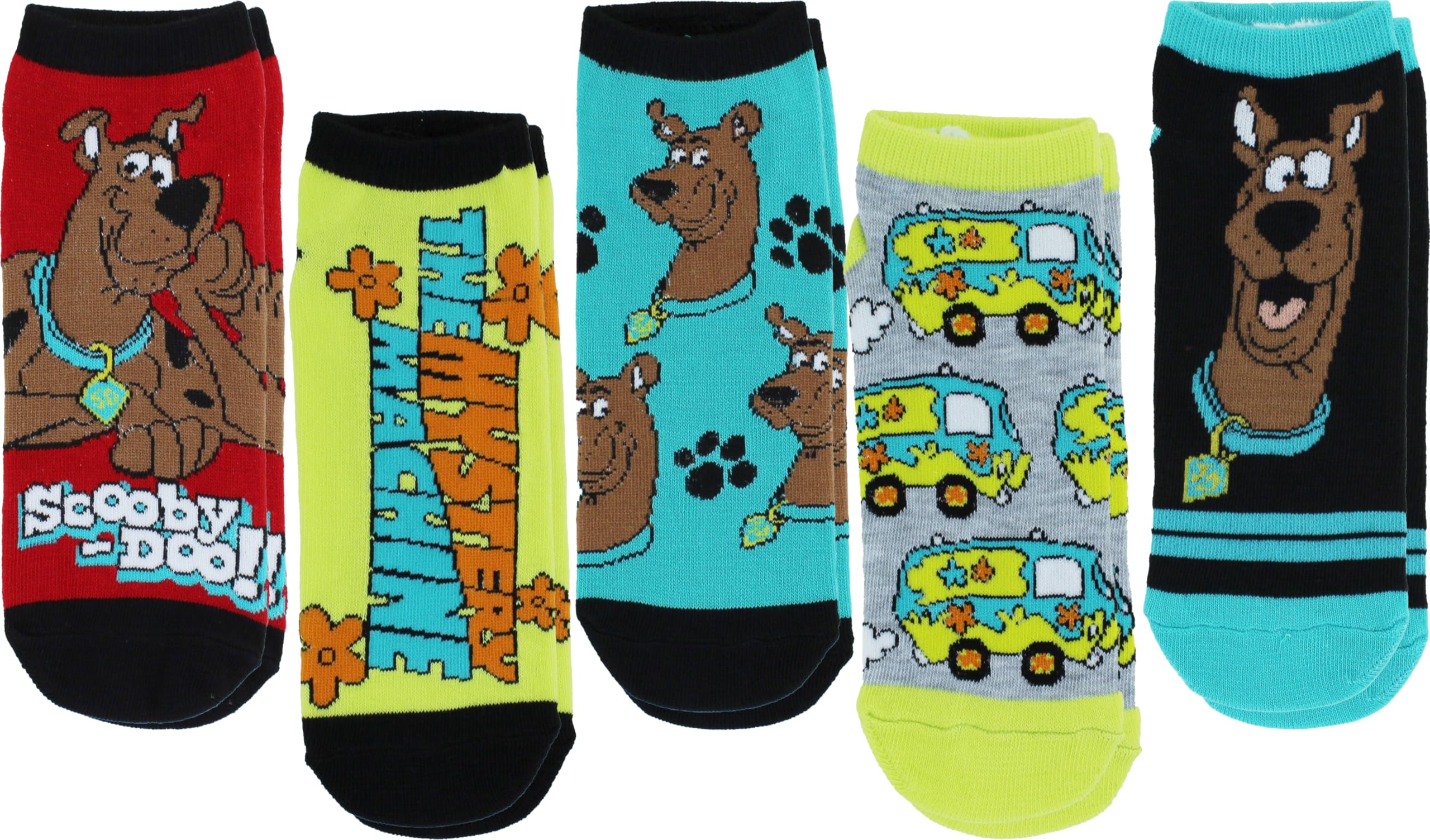 Hyp Womens Scooby Doo Socks - 5 Pack Low Cut Scooby Socks - Scooby-Doo and the Mystery Machine - Shoe Size 4-10, Brown, M