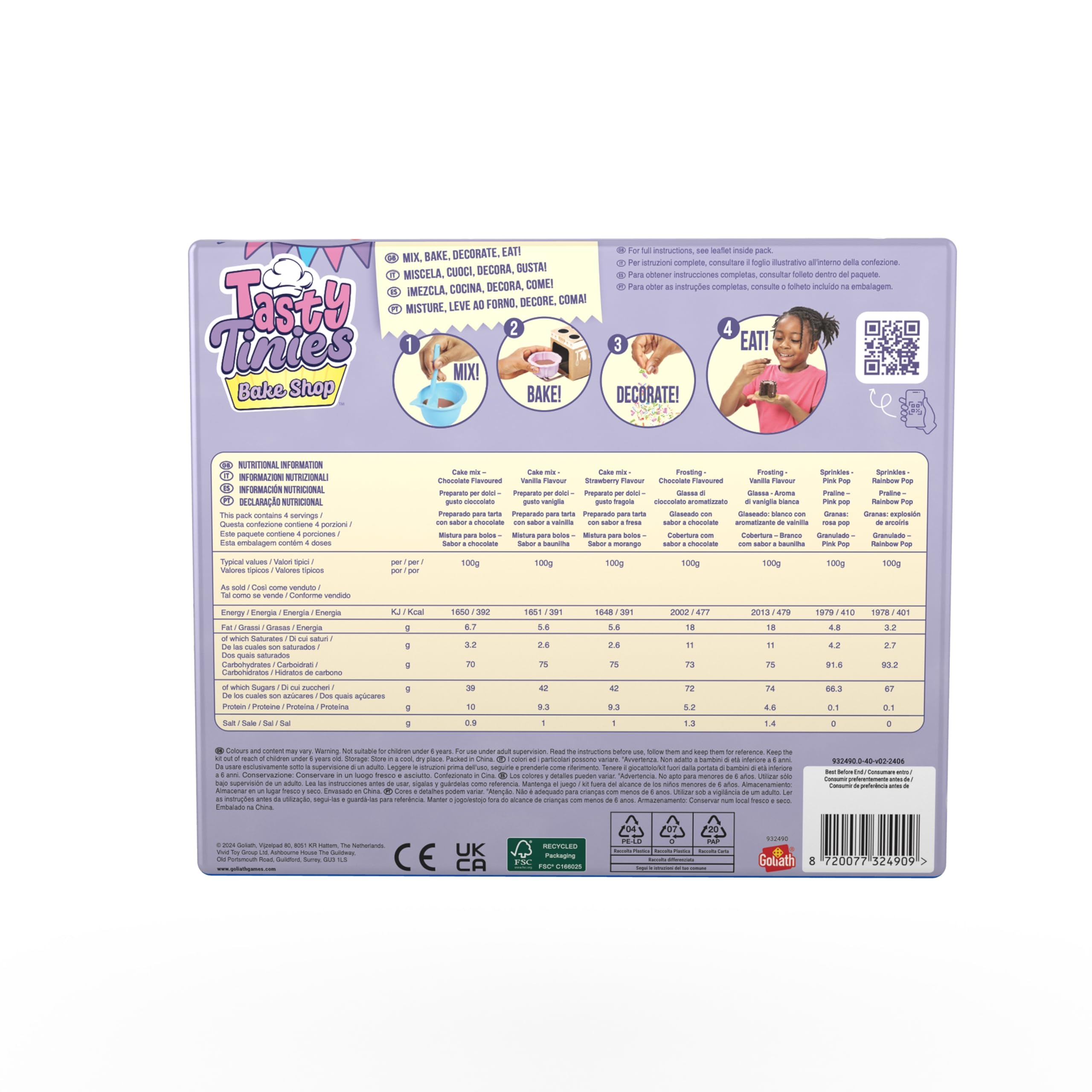 Pack Cadeau Anniversaire - Kit Pâtisserie Créatif pour Enfants dès 6 Ans - 4 Préparations pour Gâteaux - Sachets Glaçage - Décorations - Accessoires - Cuisson Micro Ondes