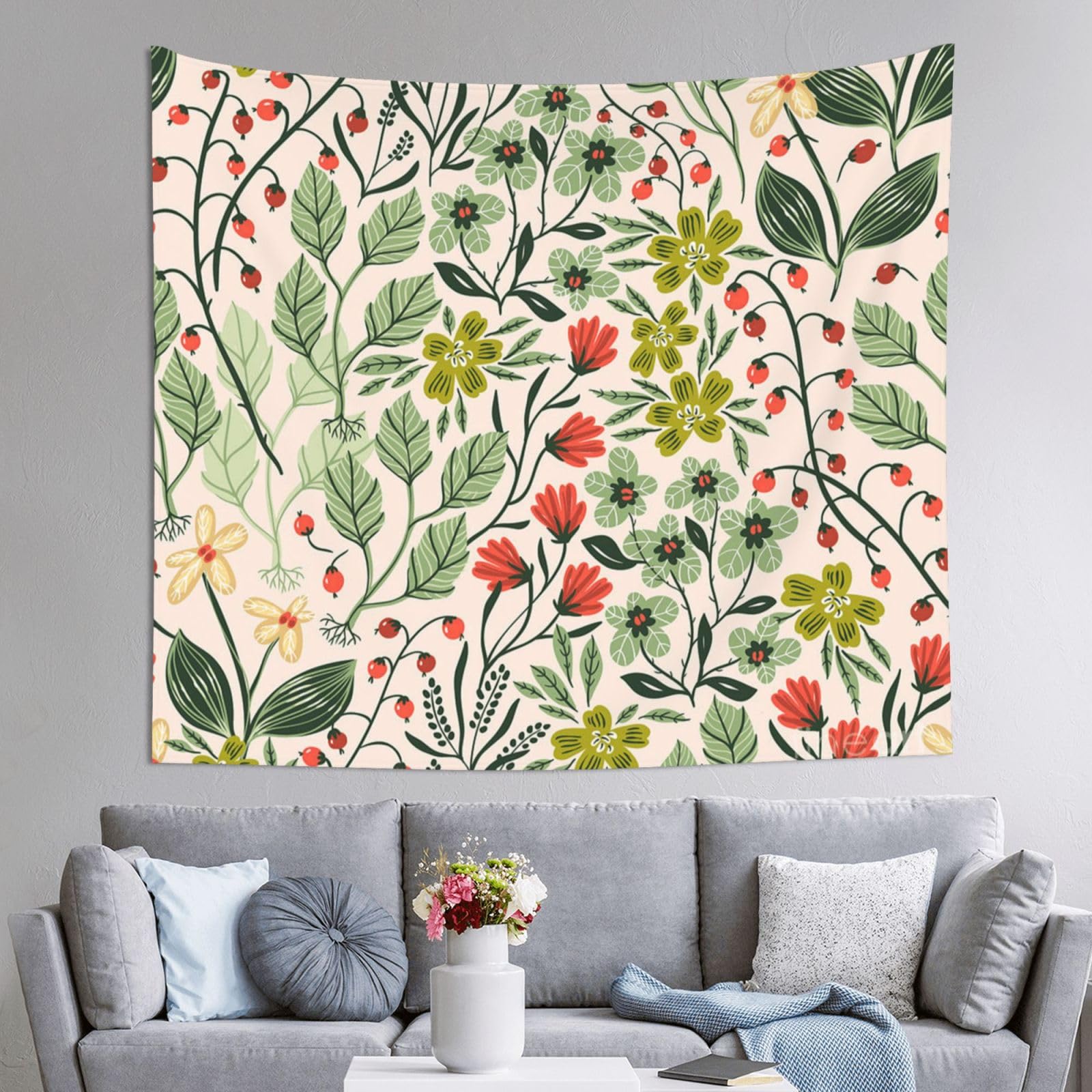 WKSGDSG Decoration Tapestry Wall Hanging For Bedroom, Flowers, 152x130cm Dorm Decor, Lightweight Easy Hang Wall Art For Living Room, Aesthetic Tapestries For Outdoor, Ceiling, Doorway, Camping