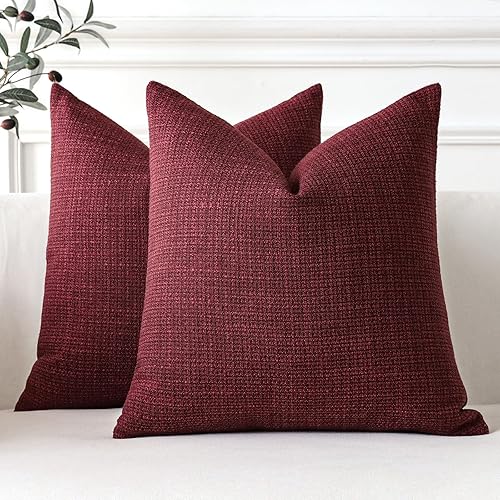 Miniatura 7 de OTOSTAR Juego de 2 fundas de almohada de lino cuadradas decorativas de 20 x 20 pulgadas para decoración del hogar, sofá, dormitorio, automóvil,