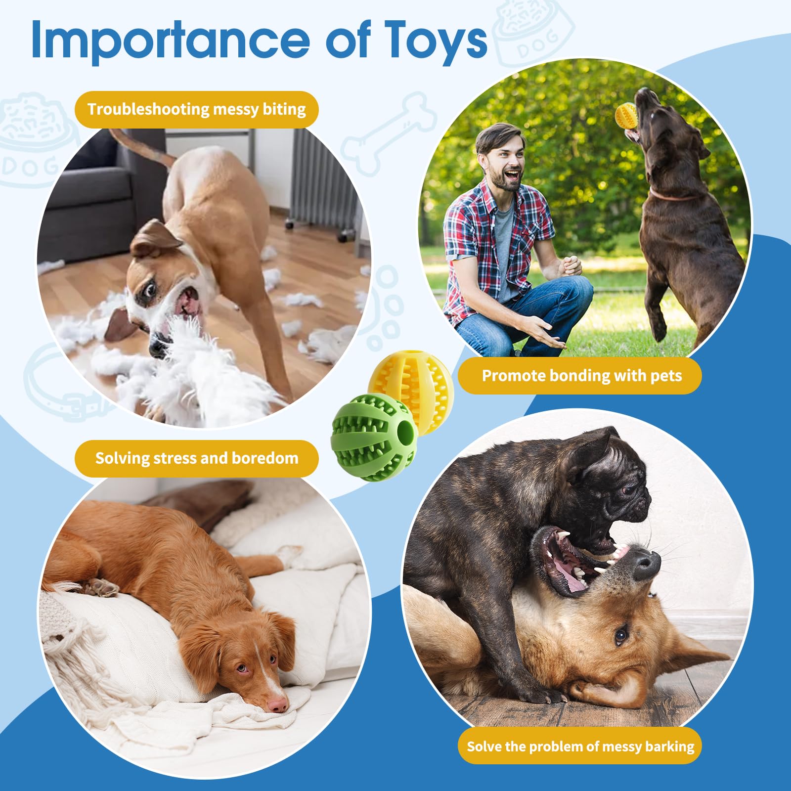 Zividodo Interactive Dog Toys, Dog Puzzle Ball, Pet Chew Relieves Anxiety, Cleans Teeth,Dog Toys to Keep Them Busy,Outdoor Dog Entertainment for Small and Medium Dogs (2 pcs)