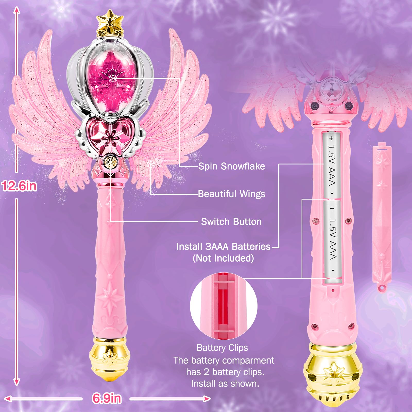 Amazon.com: EnchantZone Light Up Snowflake Wand with