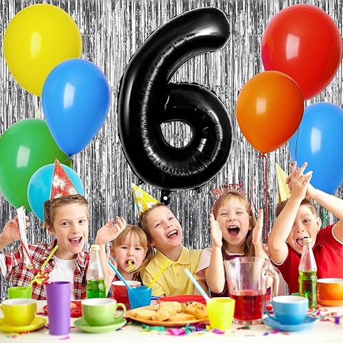 Miniatura 3 de Globos negros del número 6 de 40 pulgadas, globos de aluminio grandes, globo gigante de números para mujeres y hombres, cumpleaños, aniversario,
