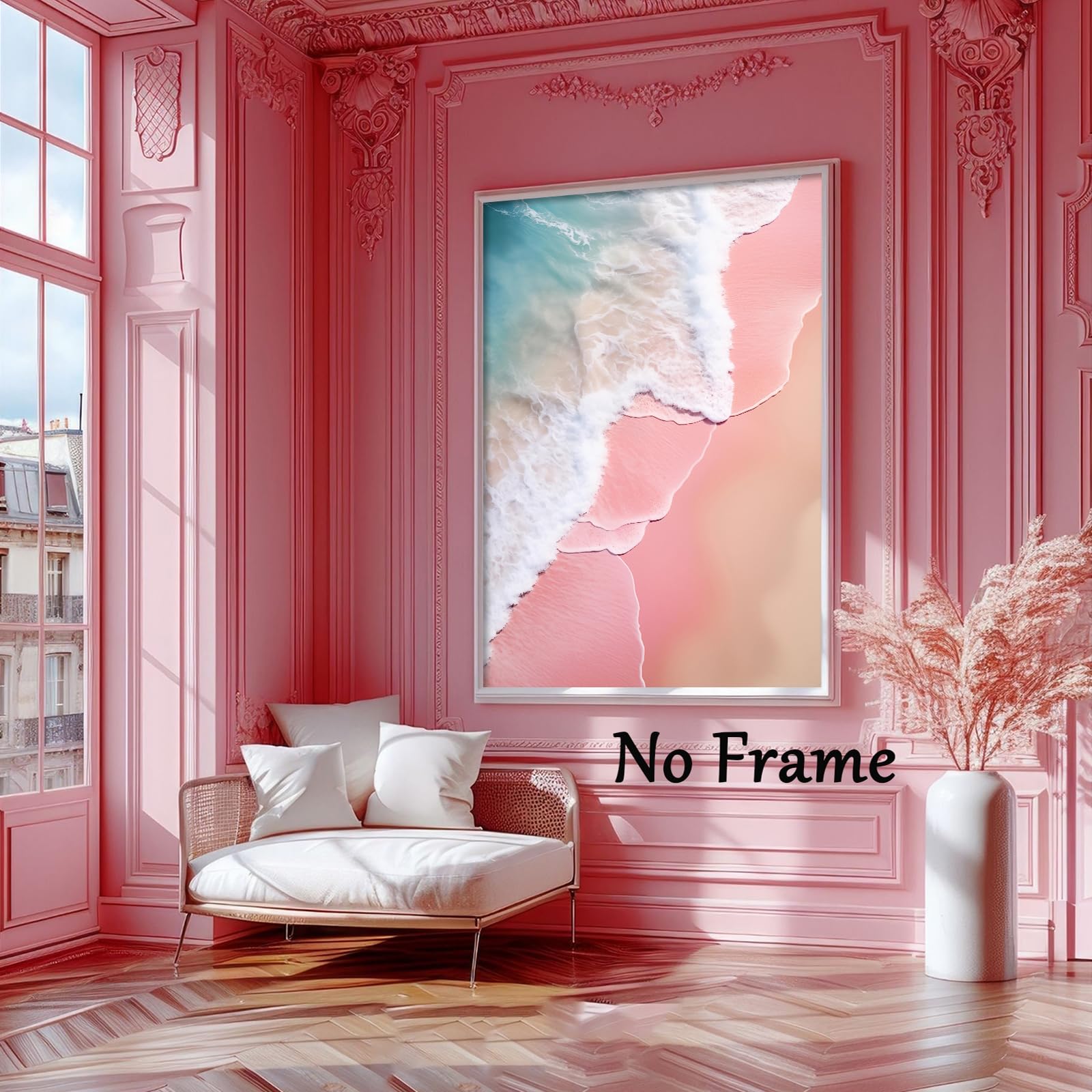 Amazon.com: Pink Blue Beach Canvas Wall Art Coastal Themed Beach