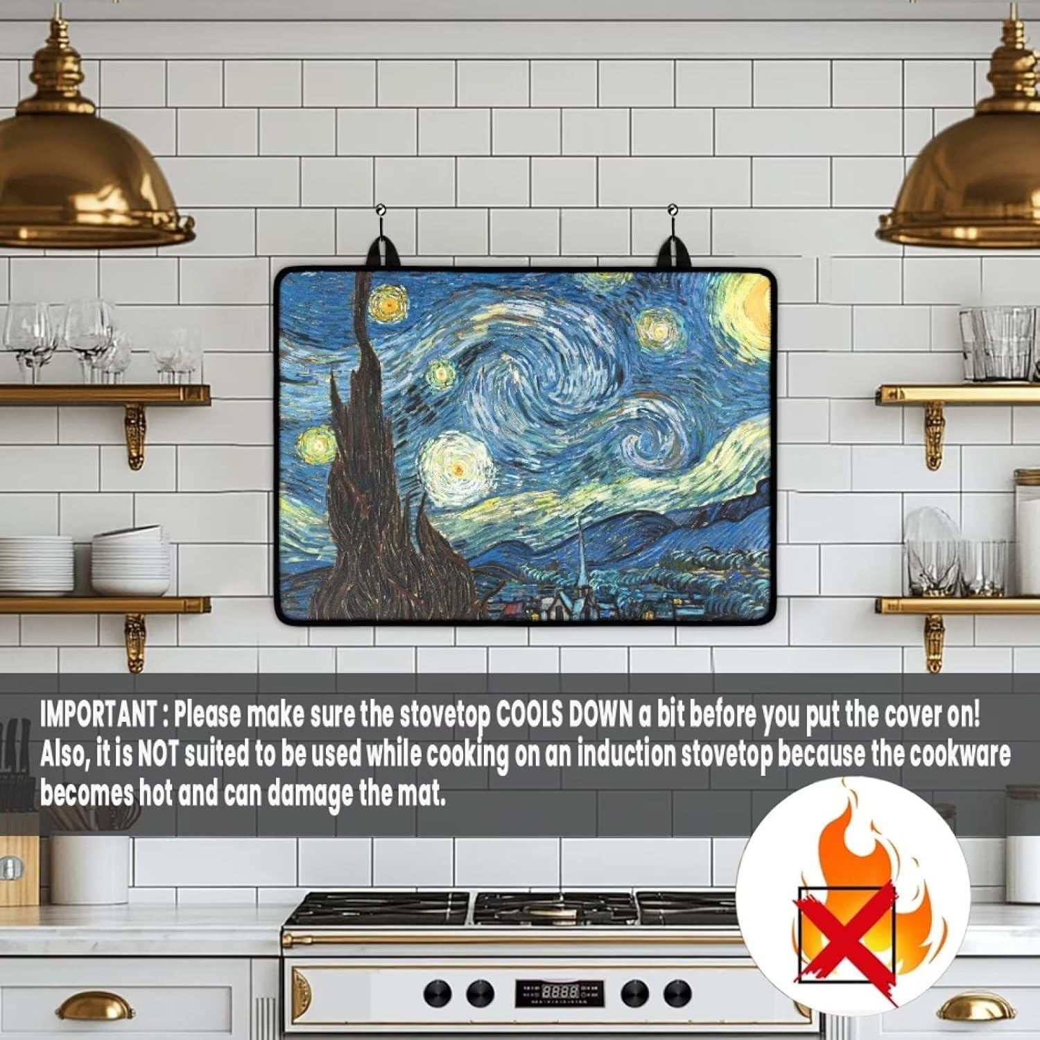 Stove Covers for Electric Stove Top Starry Night Stove Cover Anti Slip Countertop Protector Mat Washer Dryer Top Cover Heat Resistant Square Pad Large Dish Drying Mat for Kitchen
