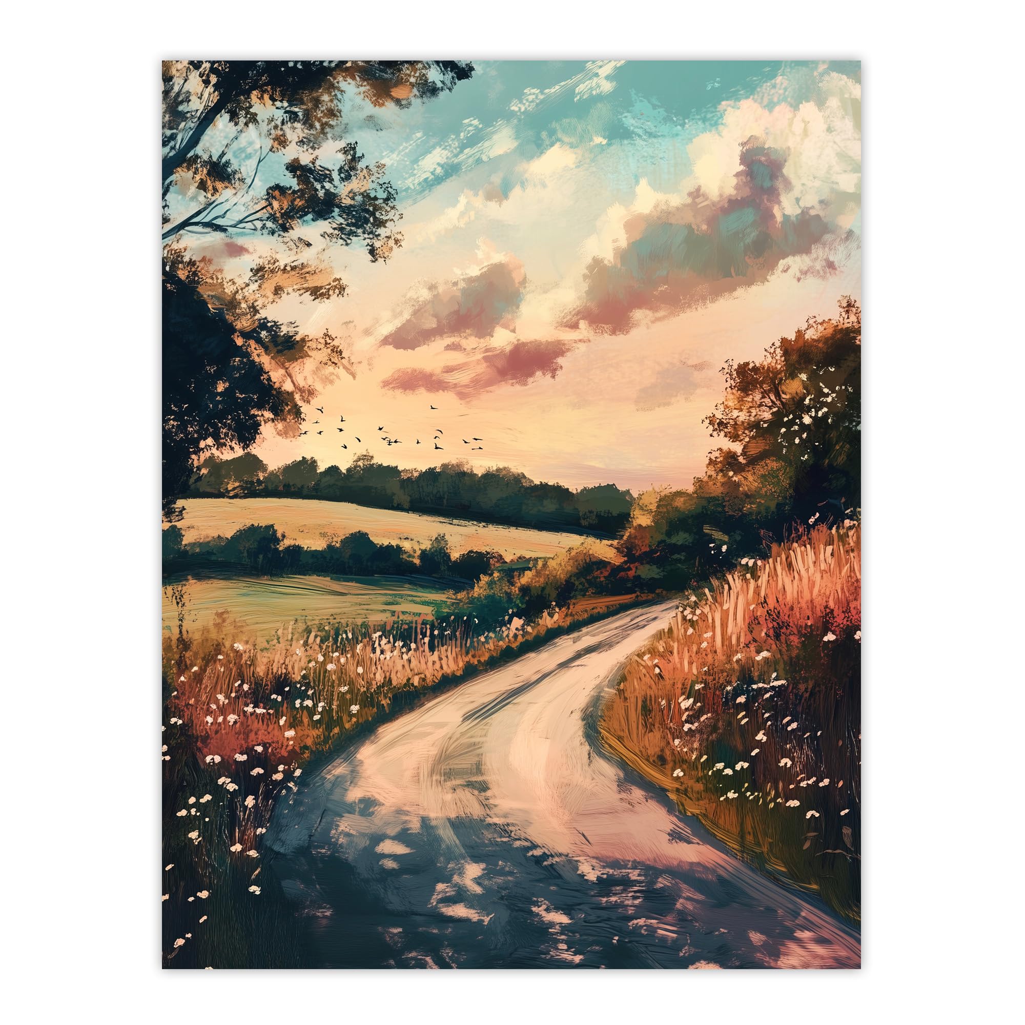 Artery8 Poster - Kansas Countryside Autumn Painting - W24 inch x H32 inch