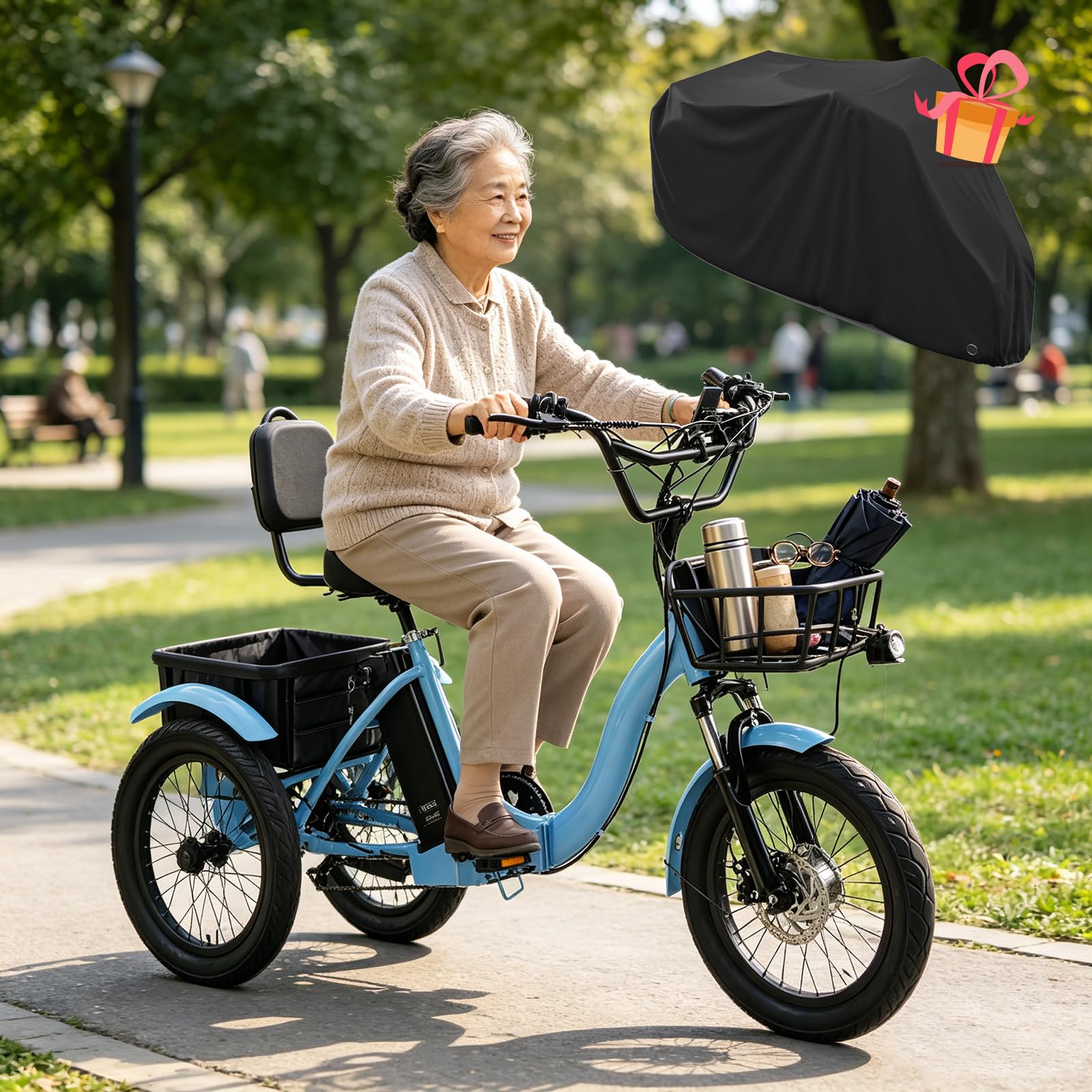 GCLCPAEN Electric Tricycle For Adults,18" All-Terrain Tires,For Everyday Travel,For The Elderly