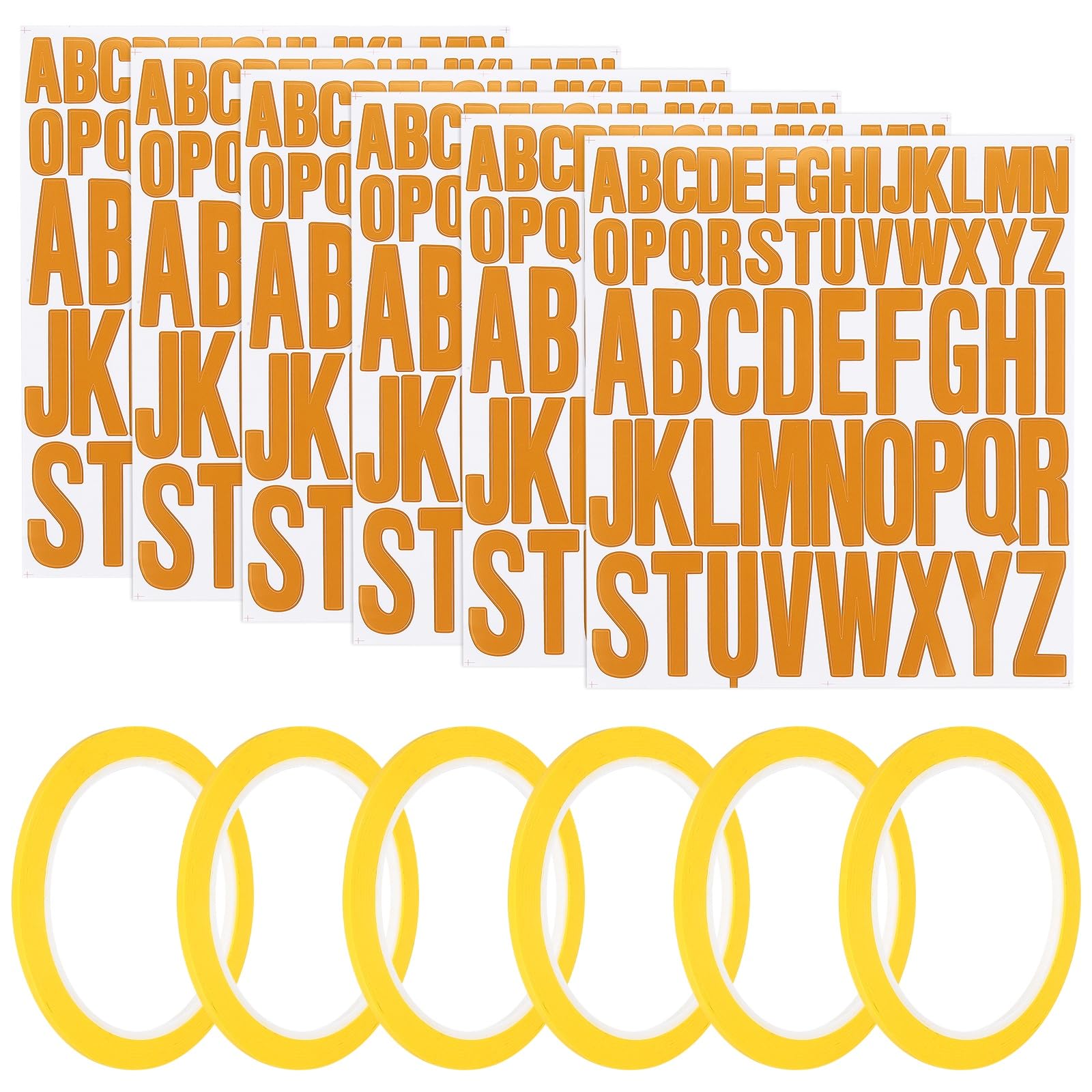 Autocollants alphabet orange imperméables et ruban jaune 164ft pour traçage précis