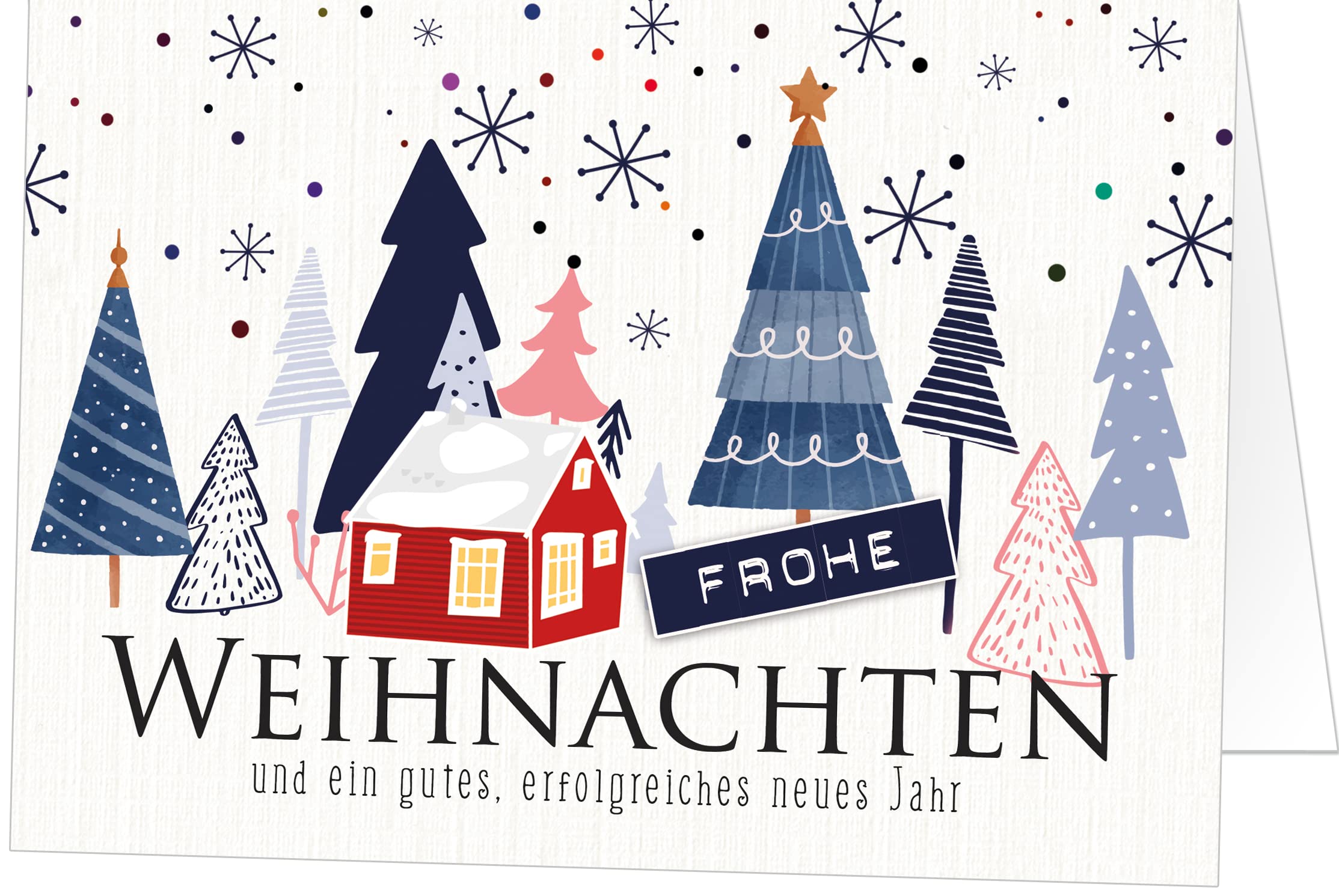 paperSky 50 Stück Weihnachtskarten Klappkarten Set mit Briefumschlag Format 17x12 cm