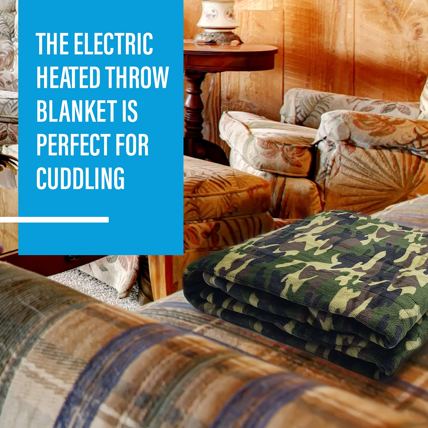 Electric Heated Throw Blanket Fleece with Controller, 50 x 60 , 4 Hours  Auto Shut-Off, Fast Warming, Full-Body Comfort, Luxuriously Soft, Machine  Washable (Camo) : Amazon.ca: Home