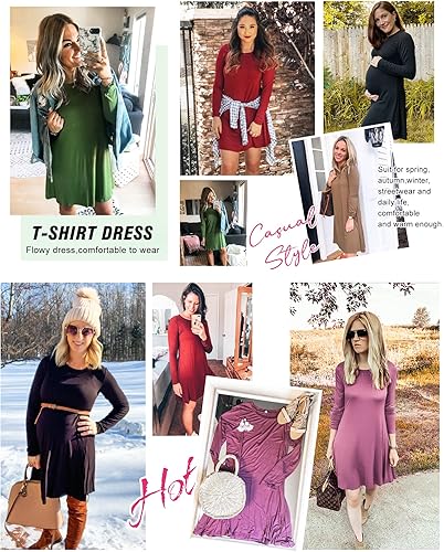 Miniatura 4 de MOLERANI - Vestido informal, suelto y liso, de manga larga, holgado, para mujer