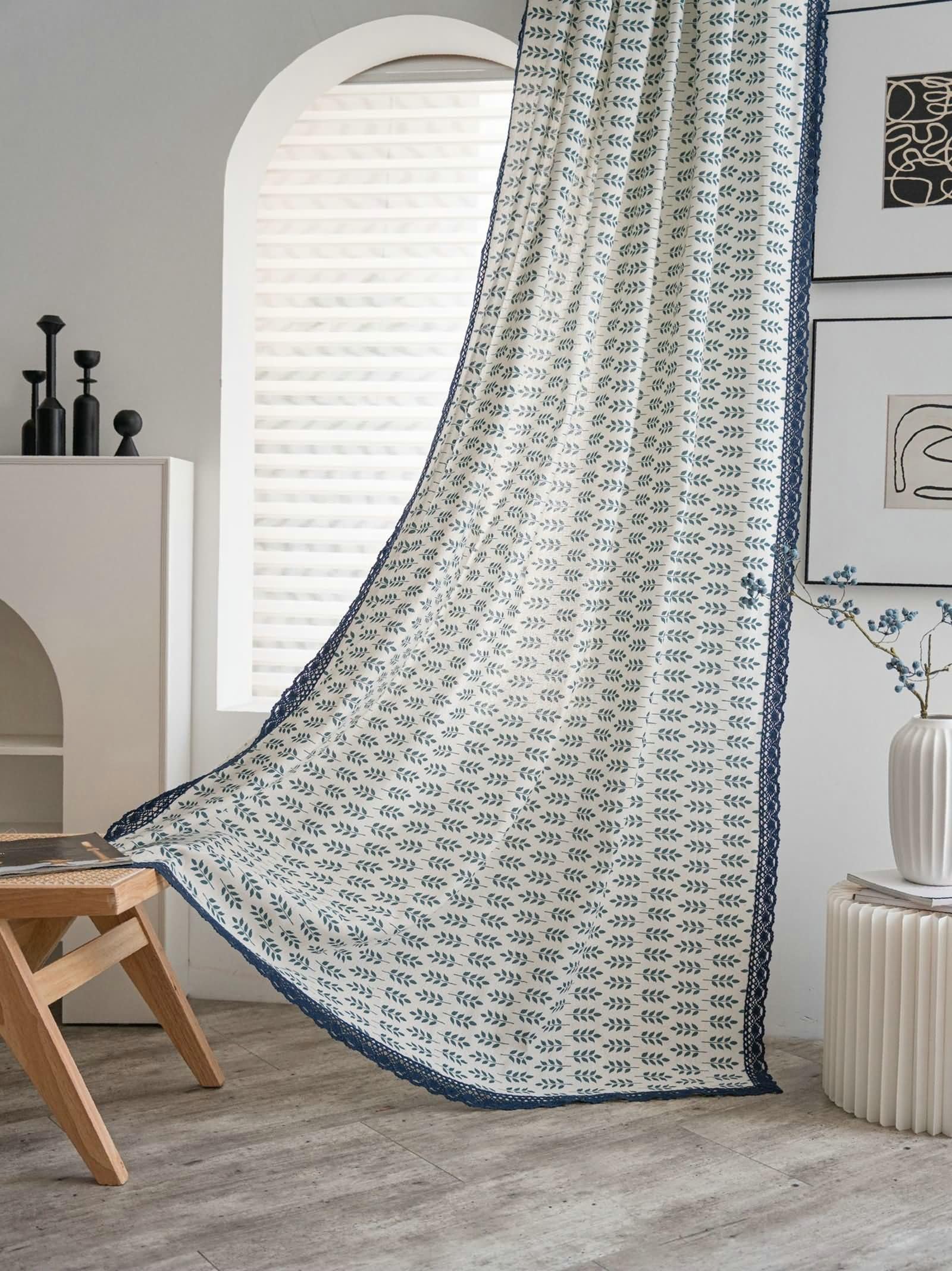 Set di 2 tende in poliestere blu e beige, 200 altezze, opache, per camera da letto, corte, oscuranti, 200 x 150 cm (altezza x larghezza x profondità)
