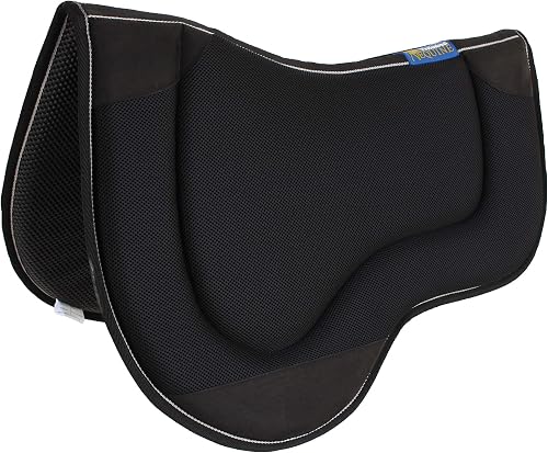 Horse English Western 27"x19" Endurance Contoured Neoprene Treeless Saddle Pad Black 39189
