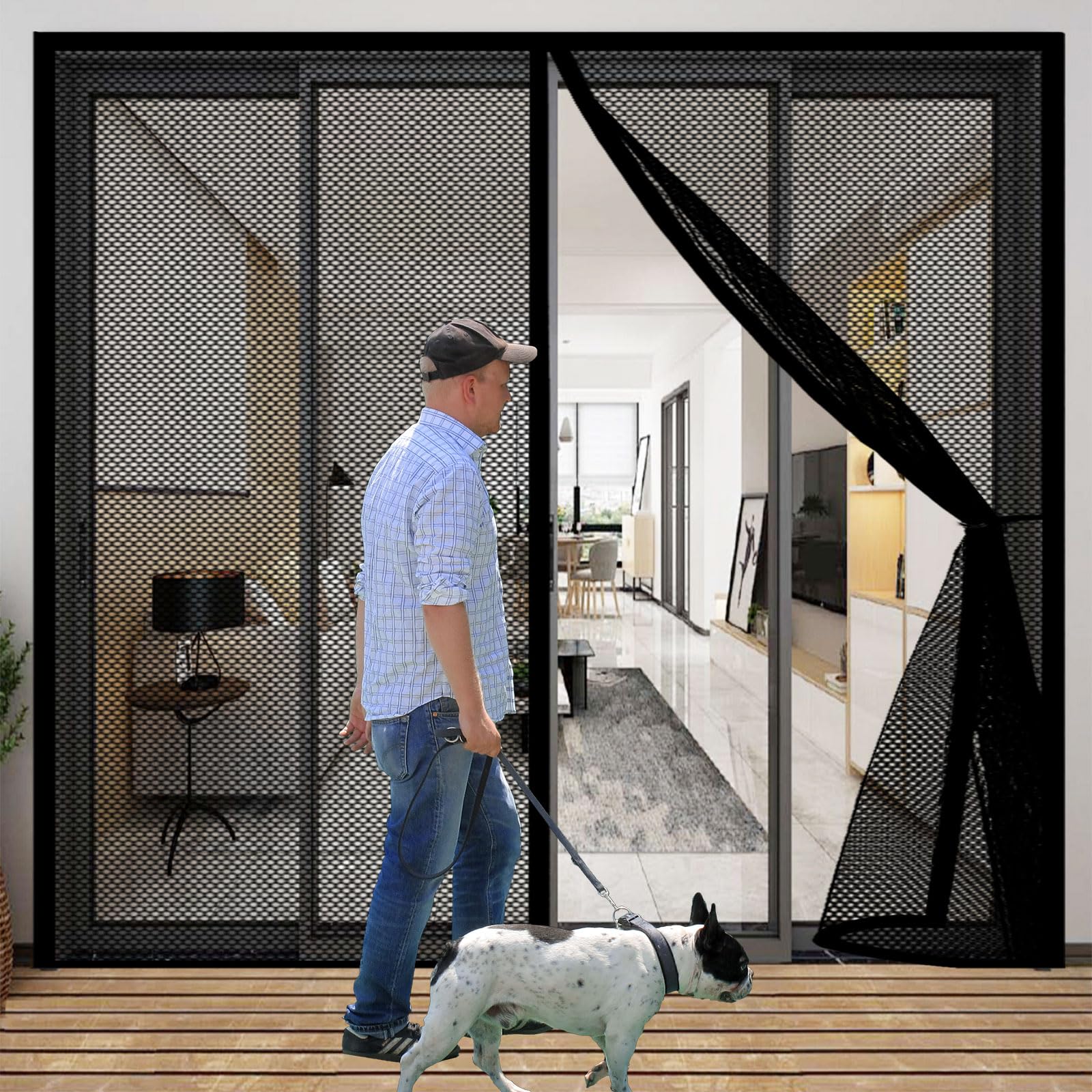 Guojun Black Fly Screens For Doors 118 X 210 Cm Powerful Magnets Keep Bugs Out Lets Fresh Air In Curtain Insect Mesh Easy To Install Without Drilling For Patio Bedroom Sliding Kitchen,