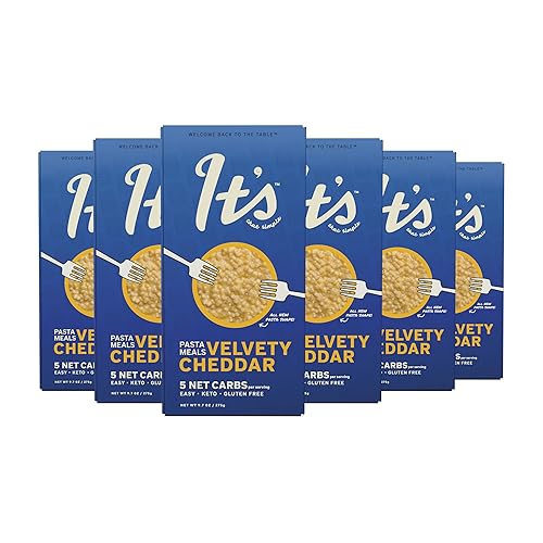 It's Skinny Cheddar aterciopelado: pasta baja en carbohidratos, sin gluten, sin OMG, apta para dieta cetogénica, solo 5 carbohidratos netos y 0.07