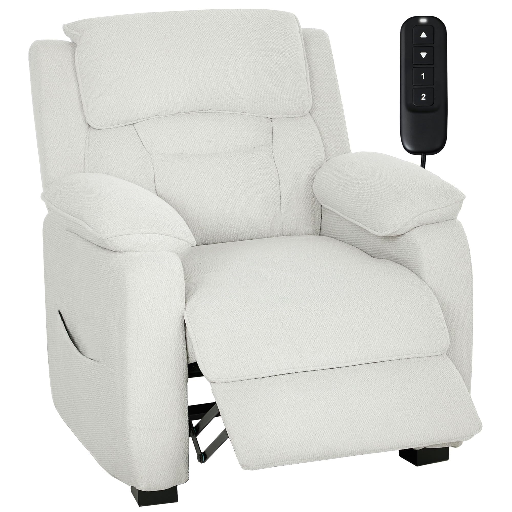 HOMCOM Sillón reclinable eléctrico con Puerto USB Crema | Reposapiés, Bolsillos laterales, Reposacabezas, Mando remoto, Motor silencioso, 2 posiciones de memoria, Sala cine en casa