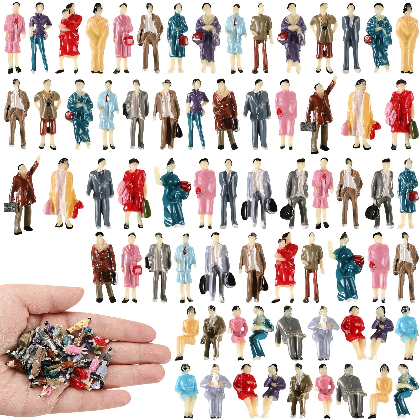 24 Figurines Miniatures Debout échelle 1:87 - Personnages Peints à La Main, Pour Trains, Maisons Poupées, Dioramas