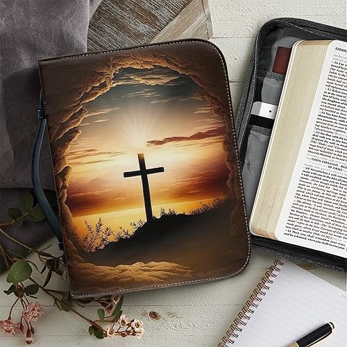 Miniatura 5 de PORCLAY Cross Lay - Funda plana para la Biblia para mujeres y hombres, funda para Biblia con asas, funda de transporte de la Biblia de cuero