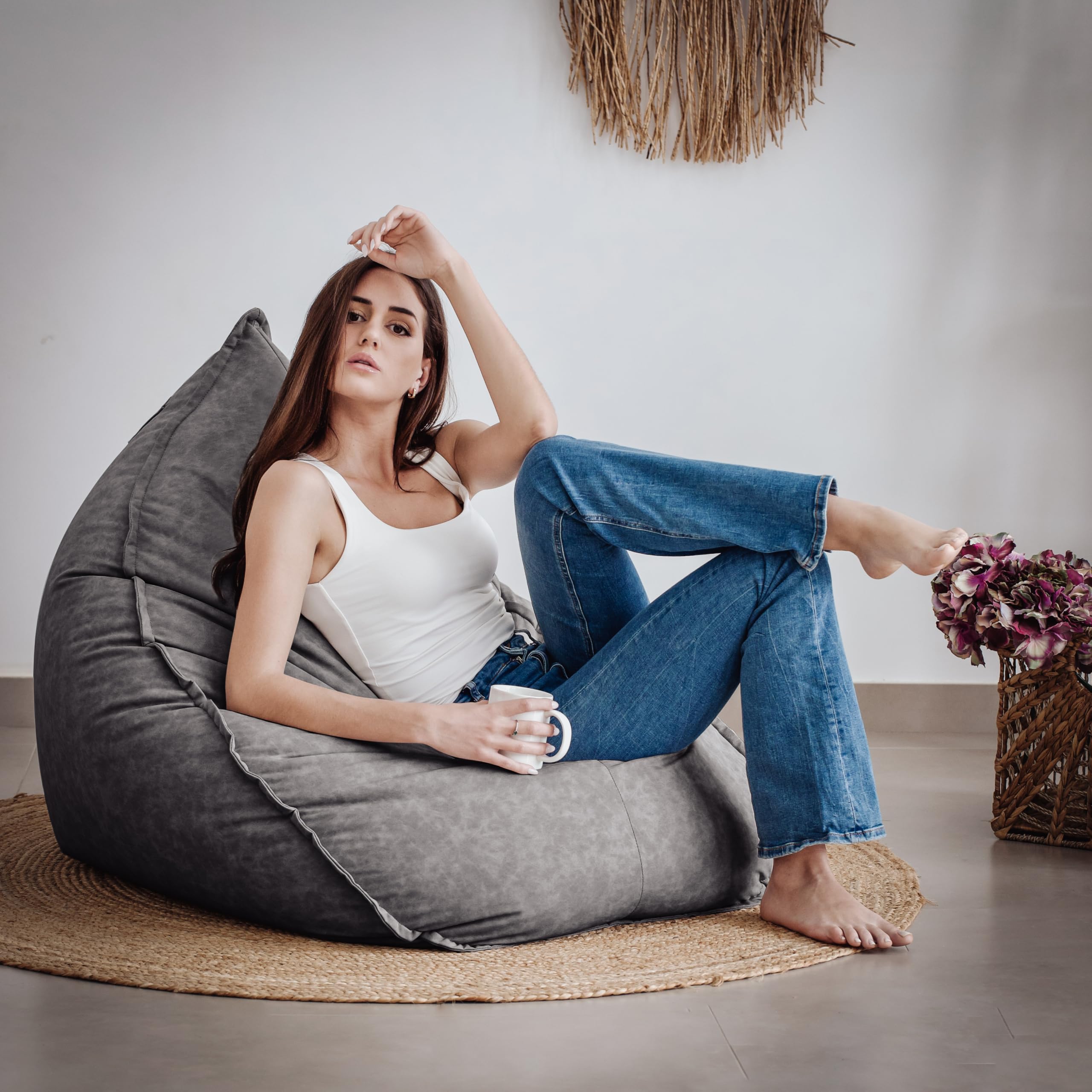 Pouf Poltrona Sacco XXL In Cotone - Bean Bag Morbido Per Salotto O Camera | Ideale Per Lettura, Gaming E Relax - Foto 2