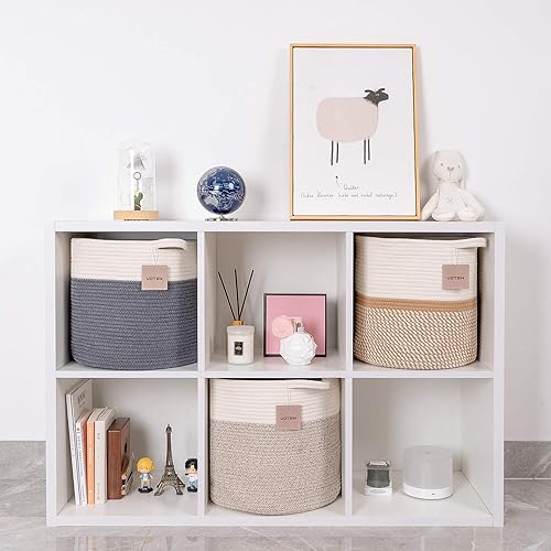 Miniatura 7 de voten Cestas tejidas para almacenamientoorganización, cestas de almacenamiento de 13 x 13 pulgadas, cestas de cubos para organizador de cubos de 13
