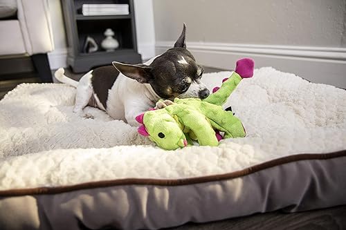 Vista 140 de goDog - Dragón de juguete, grande, resistente, con tecnología Chew Guard, de felpa, color rosa Rosado