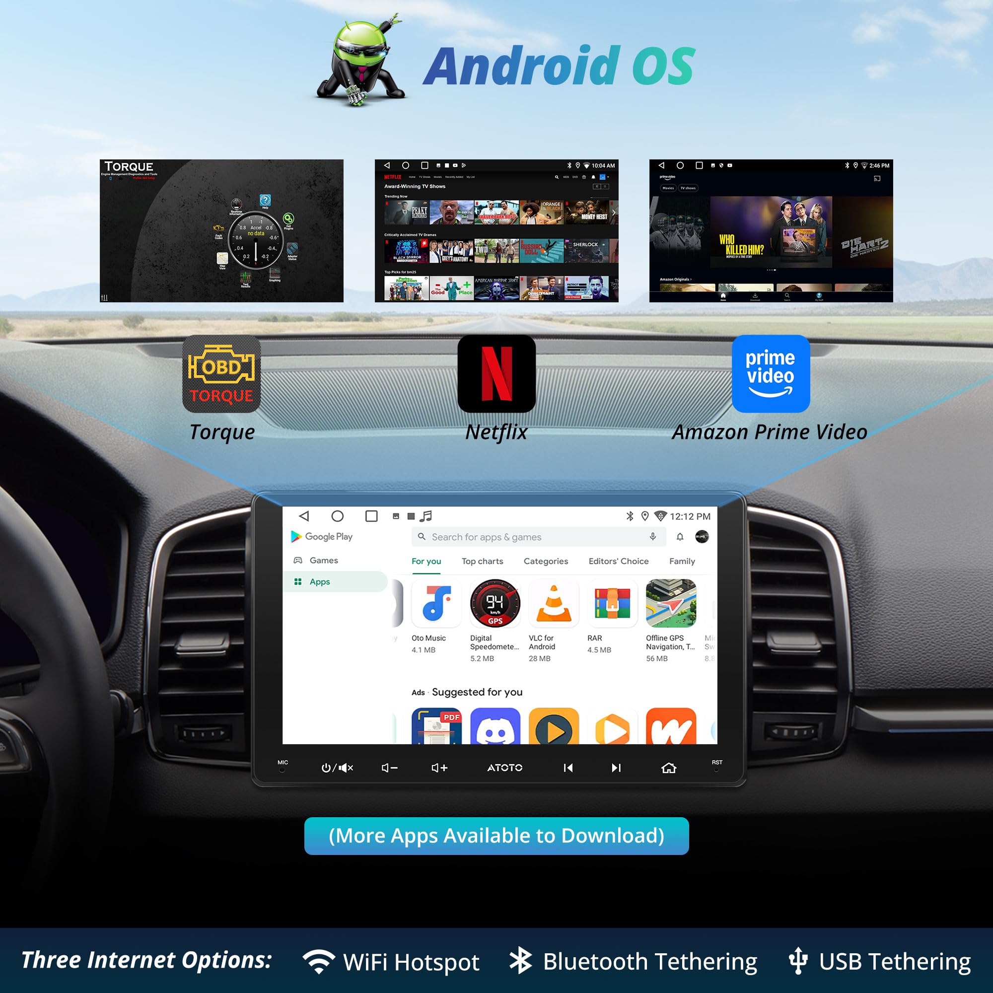 Amazon.com: ATOTOLIFE 9 Inch Android Car Radio Double Din Wireless