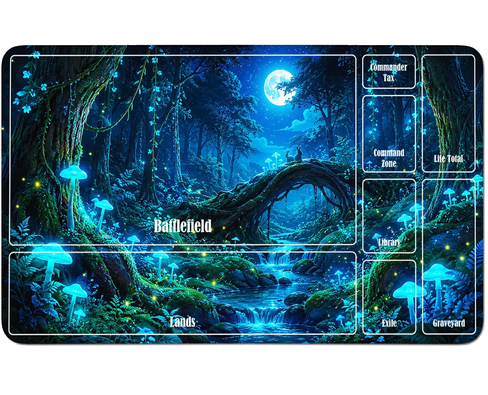 RWUTYTIUL Green Forest Dream for MTG Playmat 24 X 14 Inch, Stitched Card Game Mat for Commander Board TCG RPG CCG Desktop Tablet Mouse Pad for Enthusiasts Playing Accessories