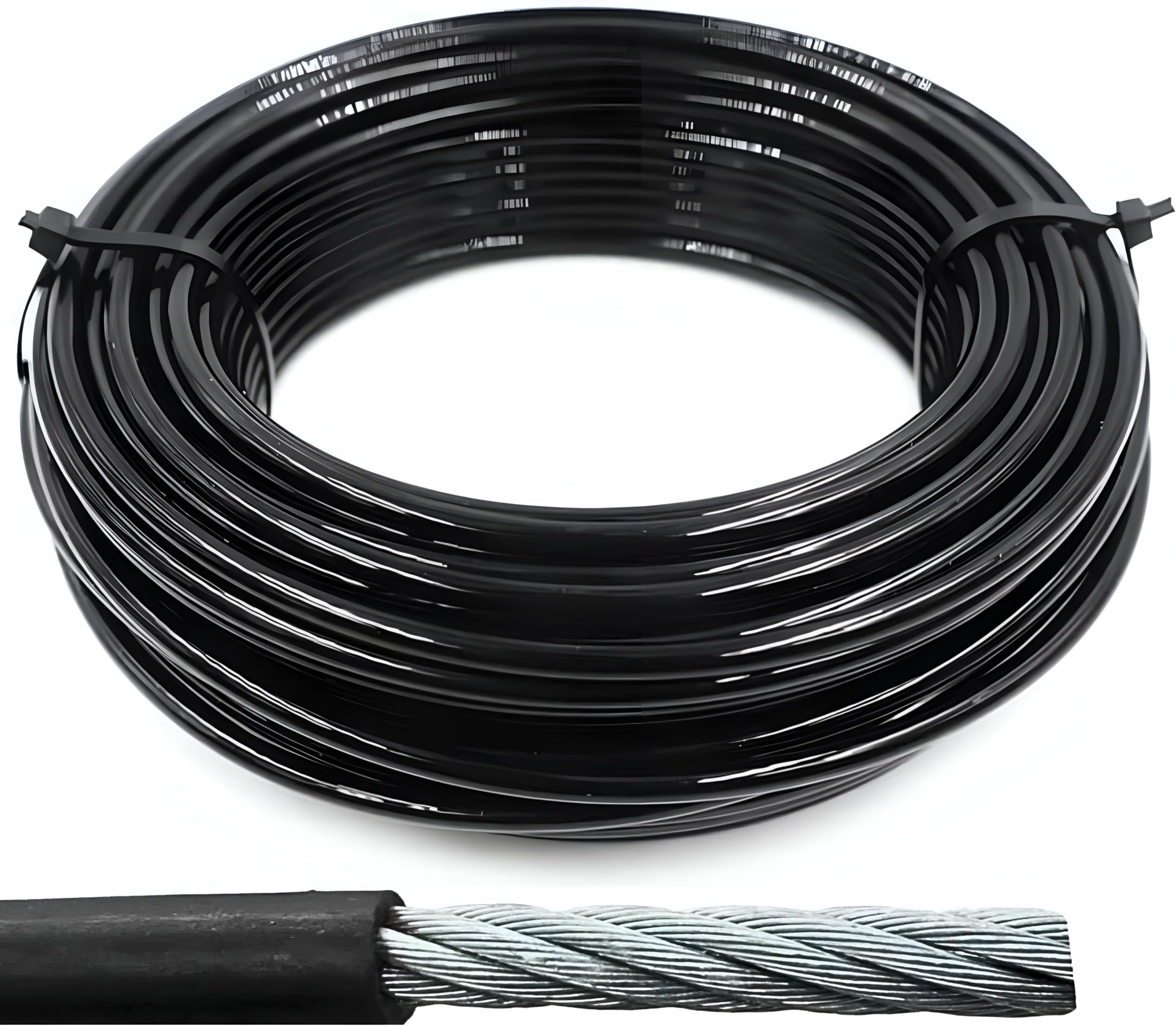 VAQUITA® Gym Wire Rope, Material PU (Polyurethane) Coated Black Color Cable Inside Steel, Available in 6 MM Thickness,50 Meters Length