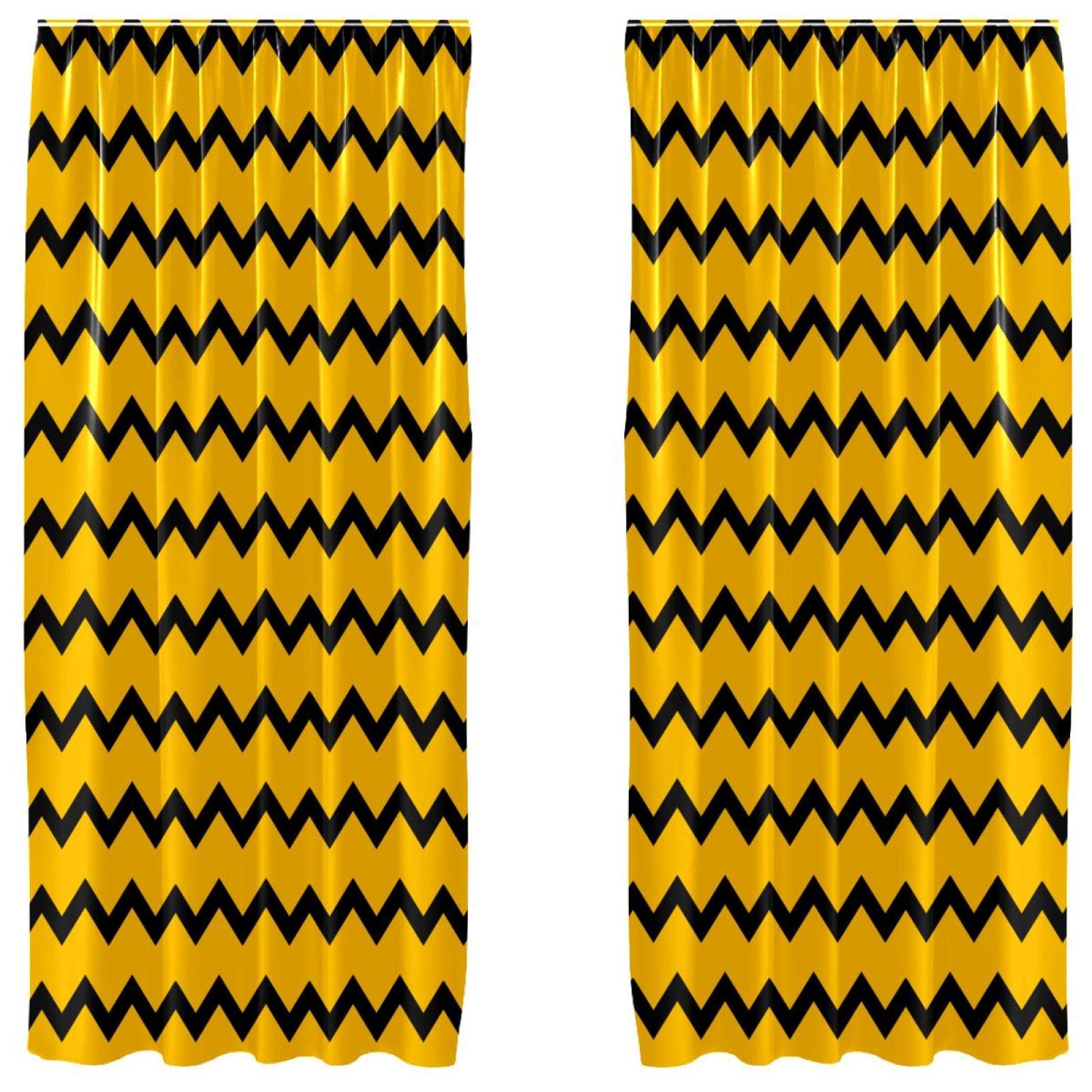 Rideaux à rayures noires et jaunes 140x213 cm pour sublimer une chambre d'ado moderne